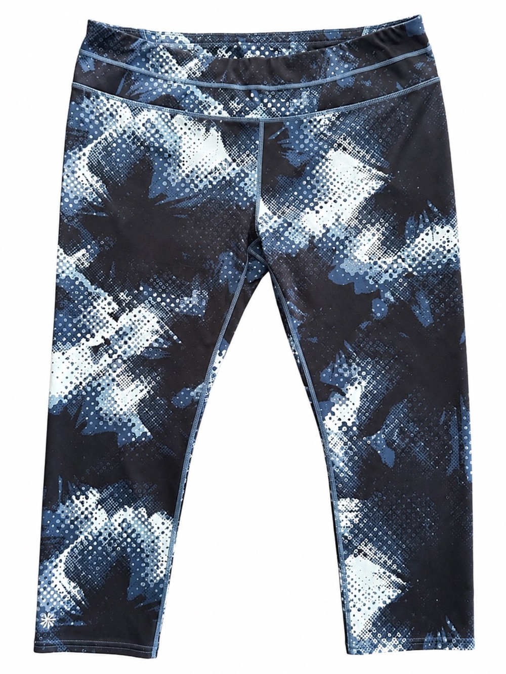 Athleta XL Capri Leggings Blue Abstract Print Running Yoga Compression Workout